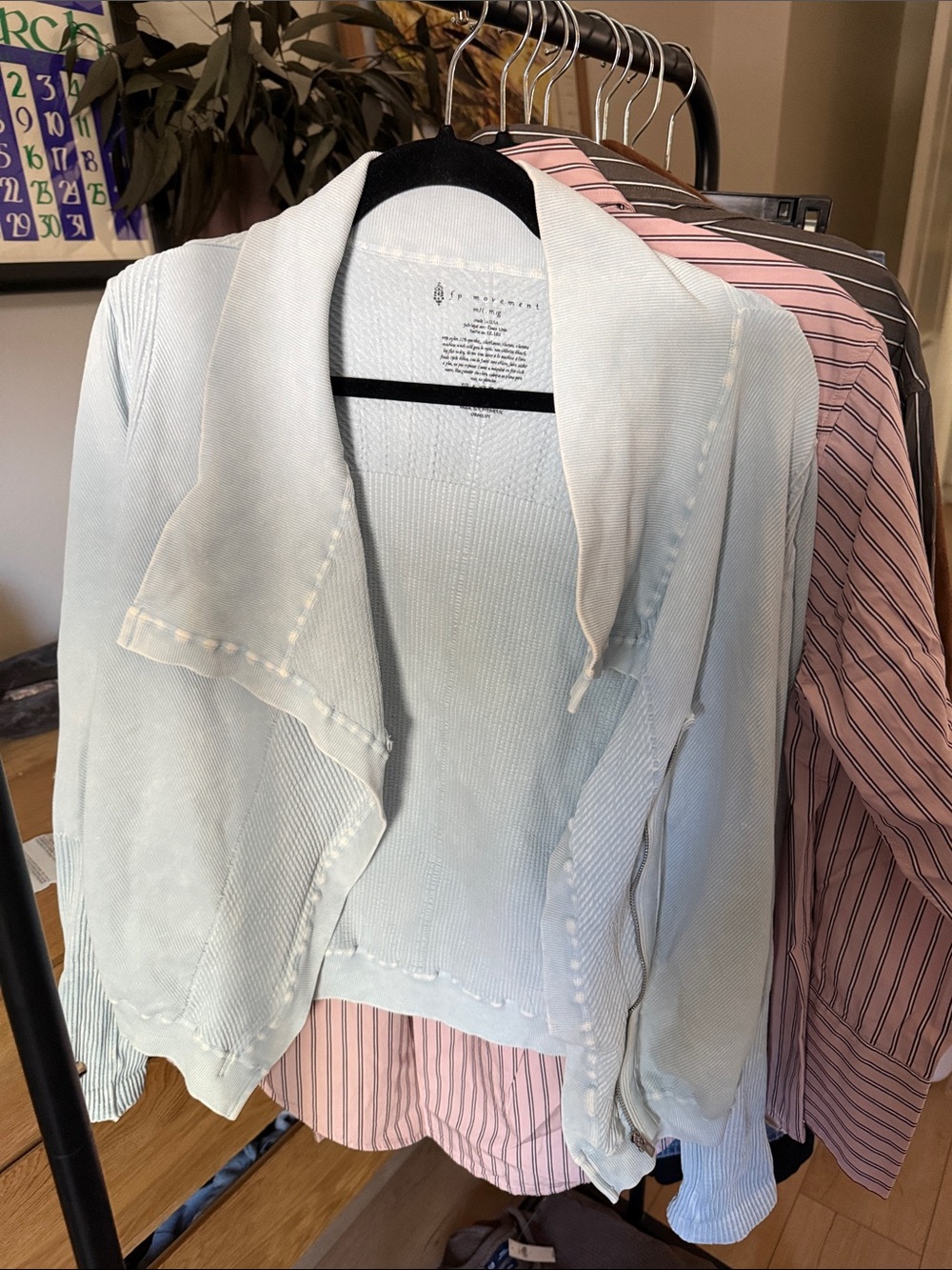 Free People Movement Mercury Moto Jacket - Ocean Breeze Light Blue size M/L